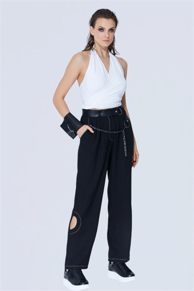 Lamante Bulmaca Crop Bluz  - Beyaz