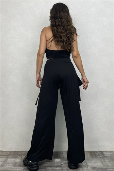 Lamante Bulmaca Crop Bluz  - Siyah