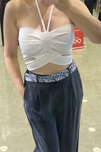 Lamante Crop Bluz - Beyaz