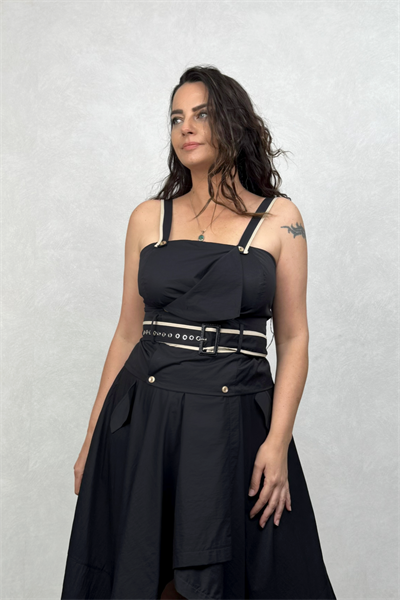 Lamante Marilyn Crop Bluz - Siyah