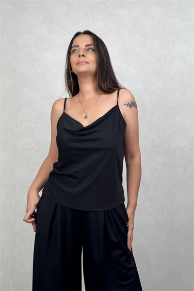 Lamante Perla Askılı Bluz - Siyah
