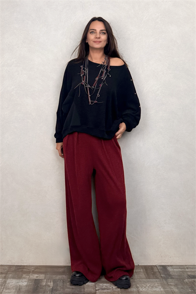 Lamante Pia Triko Pantolon - Bordo