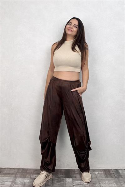 Lamante Vega Triko Crop Bluz - Bej