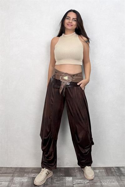 Lamante Vega Triko Crop Bluz - Bej