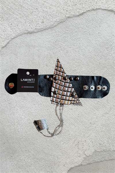 Lamante Yüzüklü Bileklik - Siyah Silver