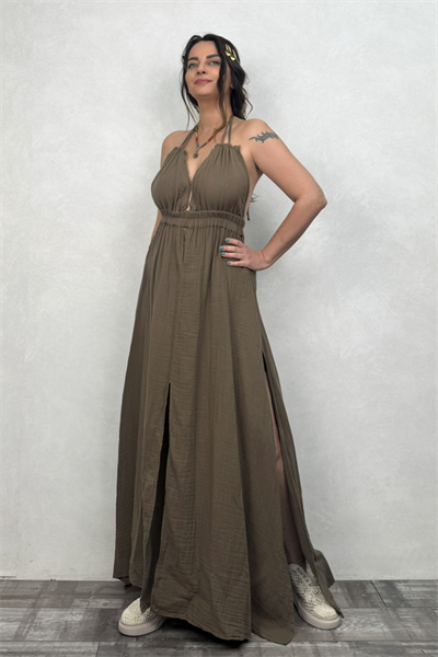 Blanca Lilith Elbise - Neutral Brown Doğal Kahve
