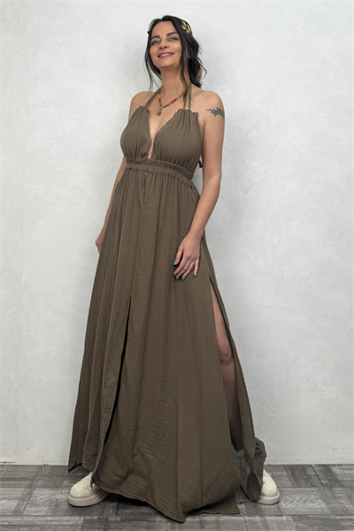 Blanca Lilith Elbise - Neutral Brown Doğal Kahve