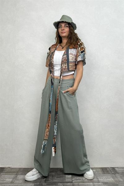 Locca Bol Paça Pantolon - Çağla Yeşili