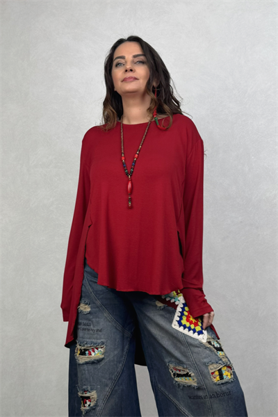 Luca Asimetrik Tunik  - Bordo
