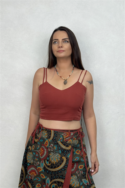 Luna Crop Bluz- Kiremit