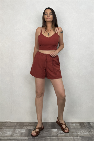Luna Crop Bluz- Kiremit