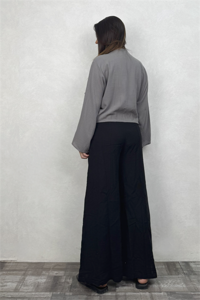 Lyra Nature Bağlamalı Bluz Dark Grey - Antrasit