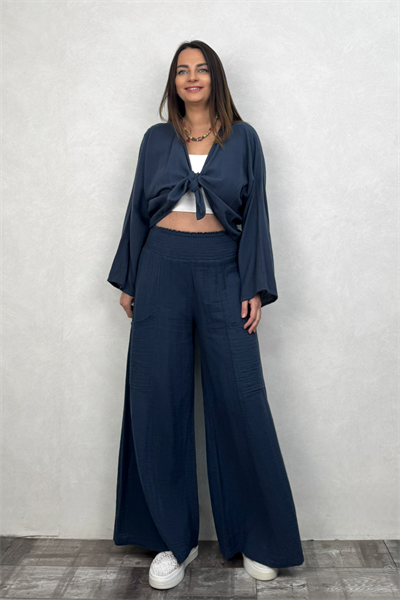Lyra Nature Bağlamalı Bluz Midnight Navy - Petrol
