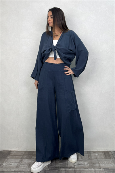 Lyra Nature Bağlamalı Bluz Midnight Navy - Petrol