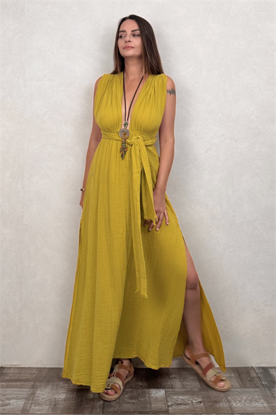 Blanca Meis Elbise - Golden Olive Limon Küfü