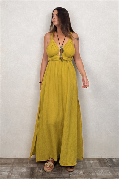 Blanca Meis Elbise - Golden Olive Limon Küfü