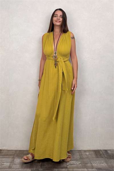 Blanca Meis Elbise - Golden Olive Limon Küfü