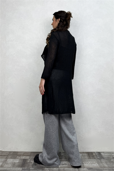 Merserize Basic Maxi Hırka -Siyah