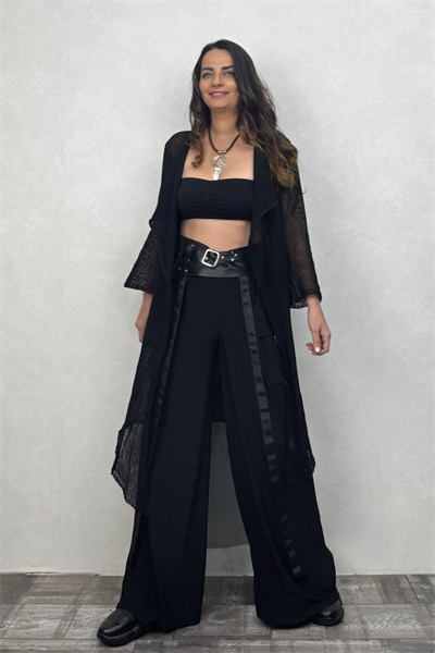 Merserize Basic Maxi Hırka -Siyah