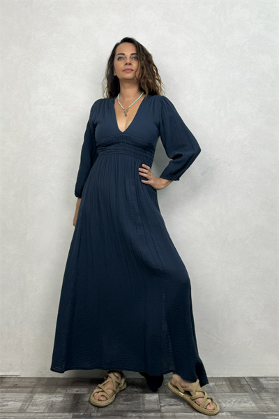 Metis Müslin Elbise Midnight Navy - Petrol