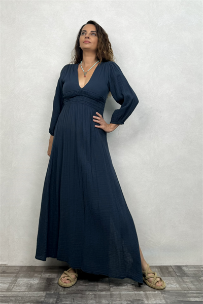 Metis Müslin Elbise Midnight Navy - Petrol