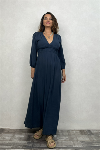 Metis Müslin Elbise Midnight Navy - Petrol