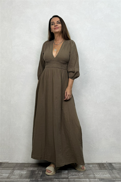 Metis Müslin Elbise Neutral Brown -Doğal Kahve