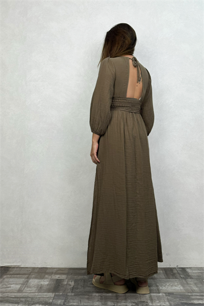 Metis Müslin Elbise Neutral Brown -Doğal Kahve