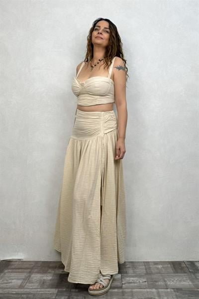 Mezula Drape Müslin Takım - Bej