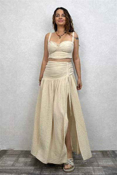 Mezula Drape Müslin Takım - Bej