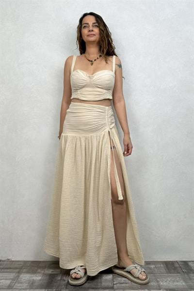 Mezula Drape Müslin Takım - Bej