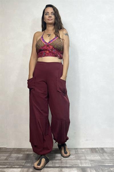 Mia Parçalı Pantolon - Bordo