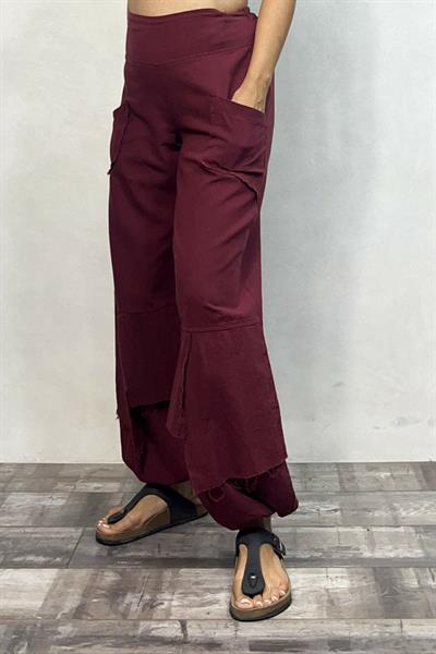Mia Parçalı Pantolon - Bordo