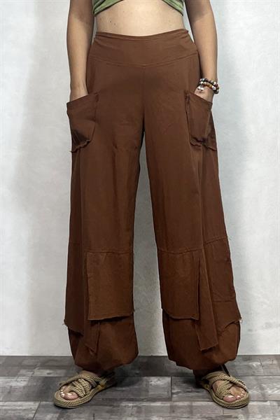 Mia Parçalı Pantolon - Taba