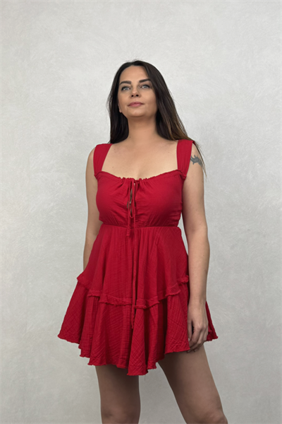 Momos Fırfırlı Tulum Elbise Barbados Cherry - Vişne