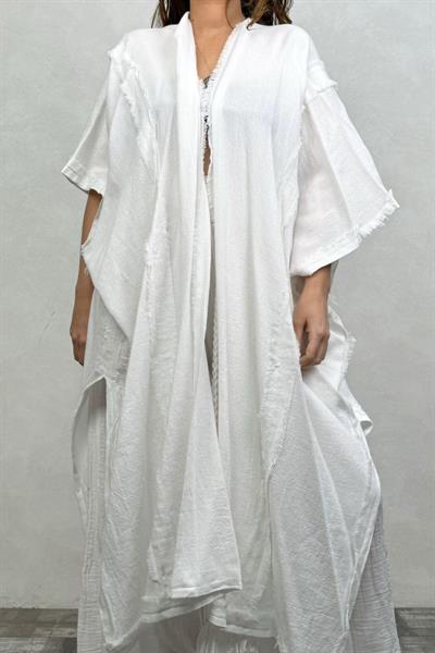 Moneta Uzun Kaftan  - Beyaz