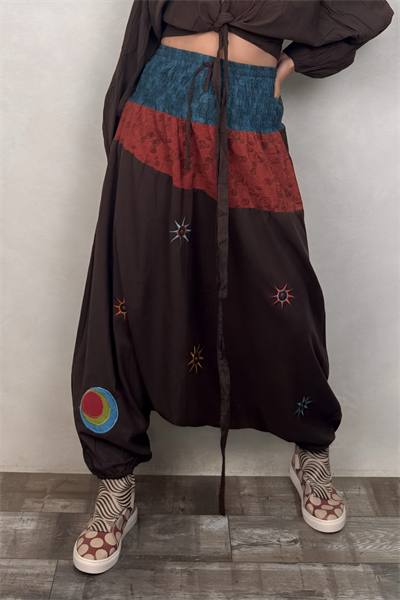 Nepal Clown Şalvar - Kahve Petrol