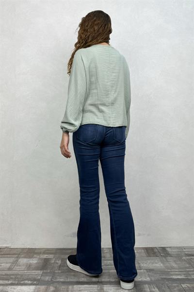 Neptün Müslin Bağlamalı Bluz - Mint Yeşil