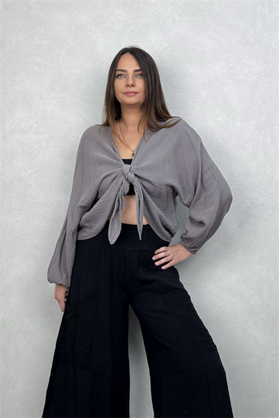 Neptün Müslin Bağlamalı Dark Grey - Gri