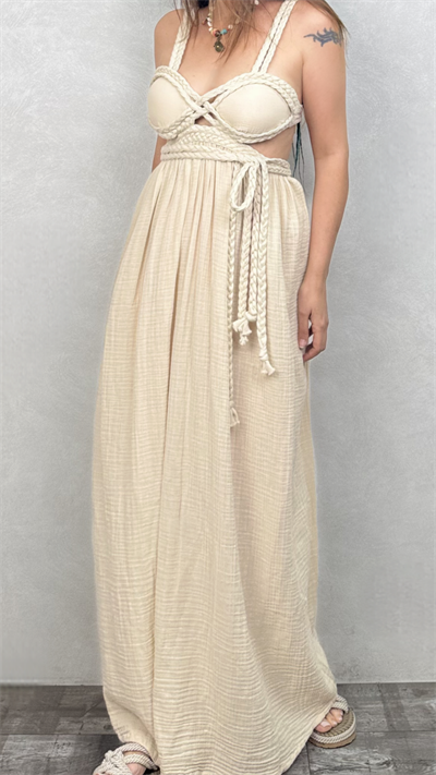 Blanca Nil Premium Elbise - Bej