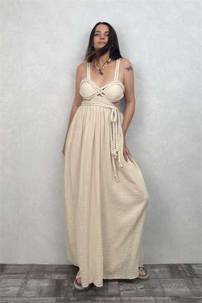 Blanca Nil Premium Elbise - Bej