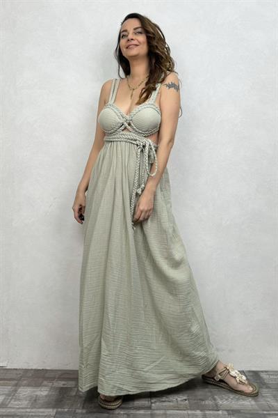 Blanca Nil Premium Elbise - Sea Green Su Yeşili