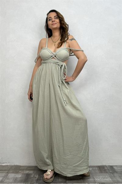 Blanca Nil Premium Elbise - Sea Green Su Yeşili