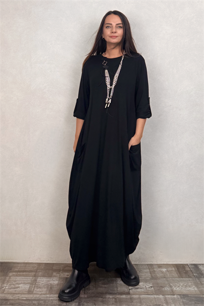 Nilda Cepli Salaş Maxi Elbise - Siyah
