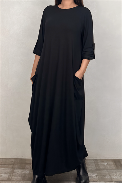 Nilda Cepli Salaş Maxi Elbise - Siyah