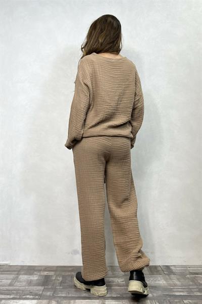 Orfe Müslin Pantolon Praline - Kahve