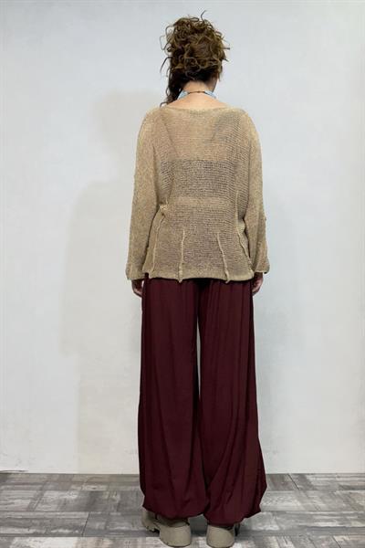 Paça Detaylı Düğmeli Pantolon - Kahve