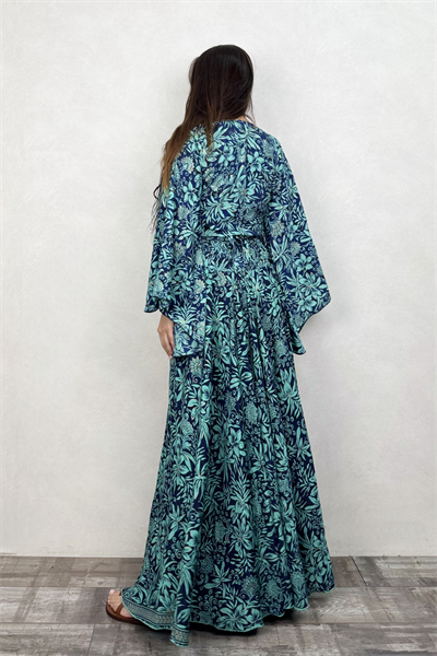 Palermo Kimono Kol İpek Takım - Asia Turkuaz