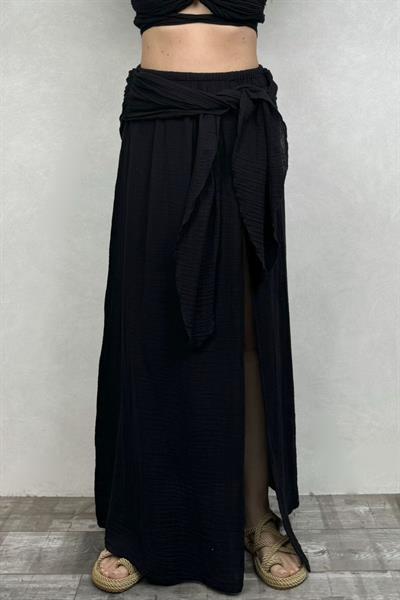 Penelope Kemer Detaylı Etek - Siyah
