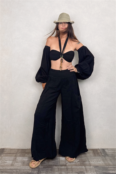 Penelope Üç Parça Crop - Siyah